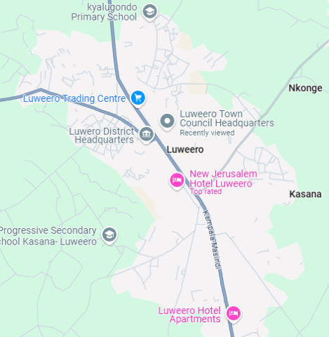 Map of Luweero Town Council